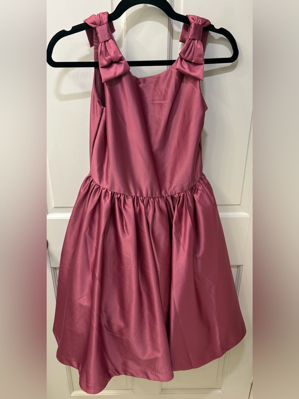 Janie & Jack Satin Bow Girls Special Occasion Dress Size 12 Pink Violet Berry